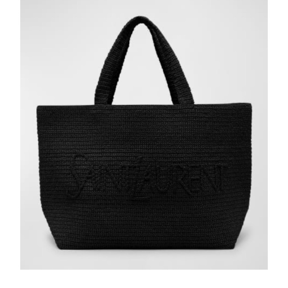 Saint Laurent Black Textured Tote Bag